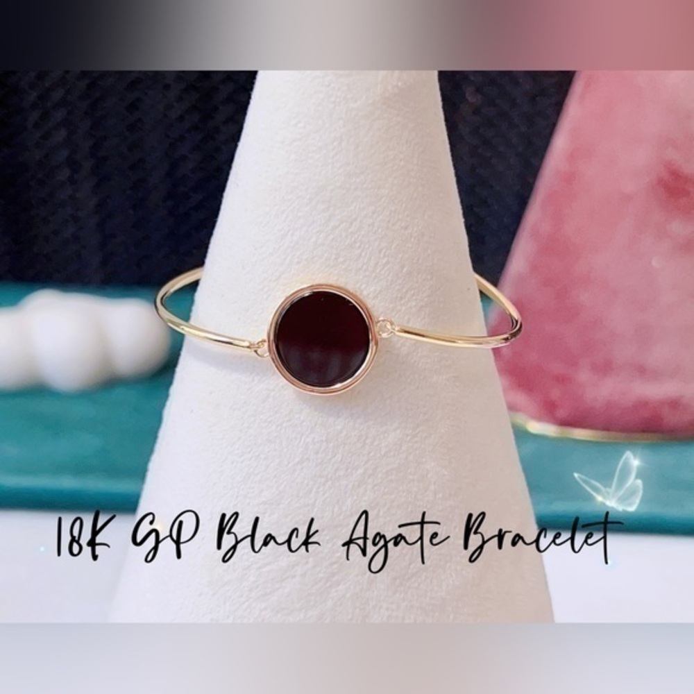 18K GP Black Agate Bracelet